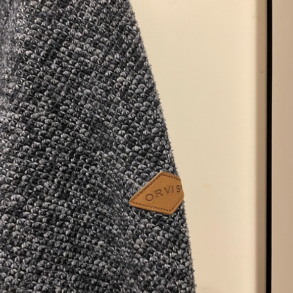 Men's Orvis Navy Blue QuarterZip Sweater - Picture 2 of 4